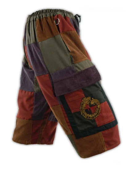 CLASSIC CARGO PATCHWORK SHORTS WITH MAYAN SERPENT EMBROIDERY - Image 2