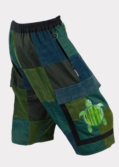 PATCHWORK CARGO SHORTS WITH TERRAPIN EMBROIDERY