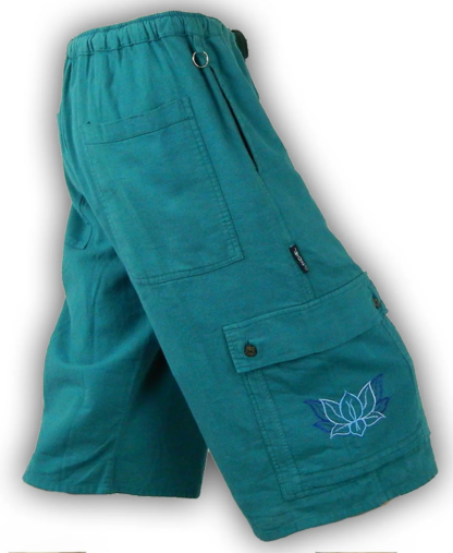 Garment Dyed Cargo Shorts with Lotus Embroidery - Image 2