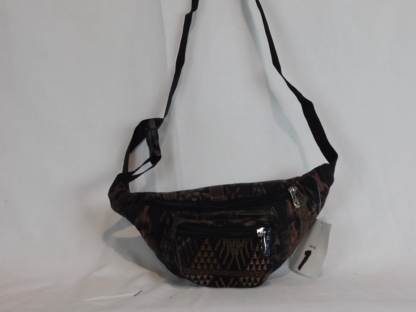 HAND WOVEN WAIST PACK WITH THREE POCKETS & BROCADE ACCENTS