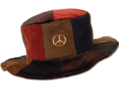 PATCHWORK FLOPPY HAT W PEACE EMBROIDERY