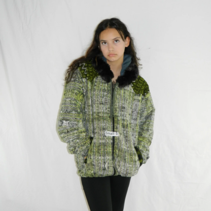 HOODED JACKET IN NATIVE IKAT AND BROCADE FLEECE LINED WITH FUR HOOD