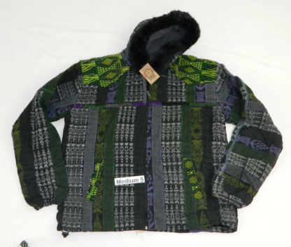 HOODED JACKET IN NATIVE IKAT AND BROCADE FLEECE LINED WITH FUR HOOD - Image 4