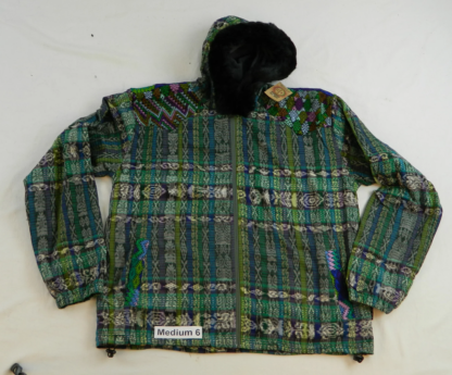 HOODED JACKET IN NATIVE IKAT AND BROCADE FLEECE LINED WITH FUR HOOD - Image 5