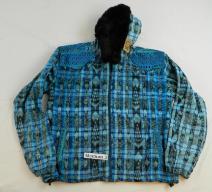 HOODED JACKET IN NATIVE IKAT AND BROCADE FLEECE LINED WITH FUR HOOD - Image 6