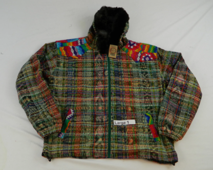 HOODED JACKET IN NATIVE IKAT AND BROCADE FLEECE LINED WITH FUR HOOD - Image 7