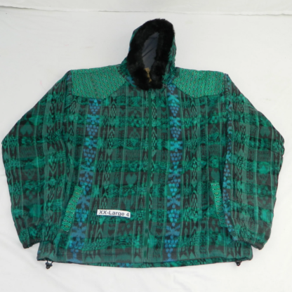 HOODED JACKET IN NATIVE IKAT AND BROCADE FLEECE LINED WITH FUR HOOD - Image 18