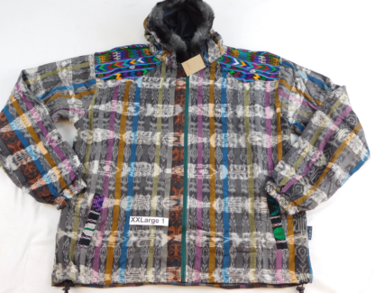 HOODED JACKET IN NATIVE IKAT AND BROCADE FLEECE LINED WITH FUR HOOD - Image 19