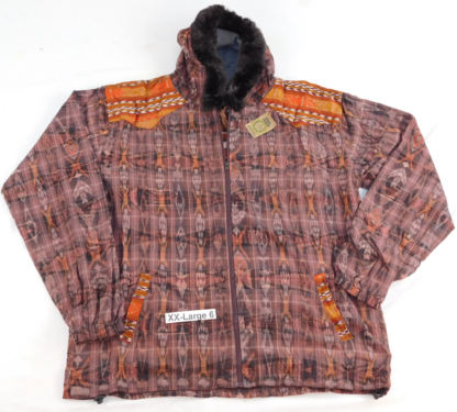 HOODED JACKET IN NATIVE IKAT AND BROCADE FLEECE LINED WITH FUR HOOD - Image 20