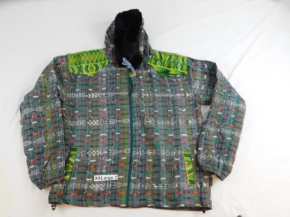 HOODED JACKET IN NATIVE IKAT AND BROCADE FLEECE LINED WITH FUR HOOD - Image 22