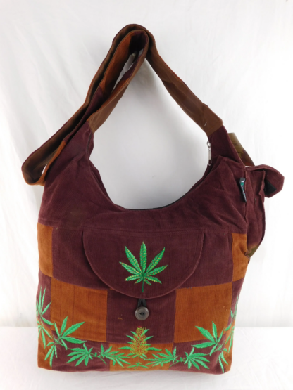 PATCHWORK SADDLE BAG WITH GANJA LEAF EMBROIDERY - Image 3