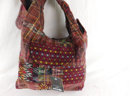 PATCHWORK SADDLE BAG HAND WOVEN & BROCADED COTTON - Image 2