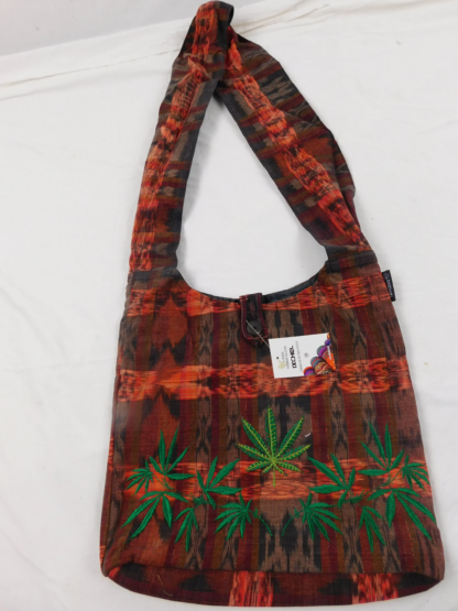 HAND WOVEN SHOULDER BAG WITH GANJA LEAF EMBROIDERY - Image 2