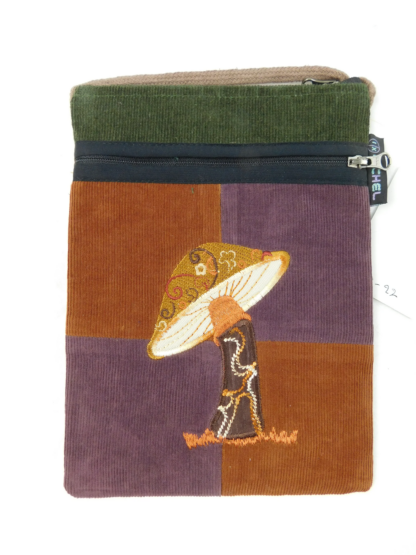 PASSPORT PURSE IN PATCHWORK CORDUROY WITH MUSHROOM EMBROIDERY - Image 3