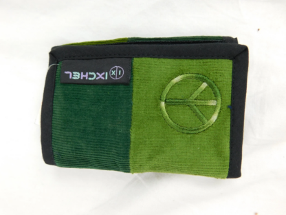 3-FOLD PATCHWORK CORDUROY WALLET WITH PEACE SIGN EMBROIDERY - Image 3