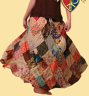 DIAMONDS ARE A GIRL'S BEST FRIEND PATCHWORK PRINT SKIRT