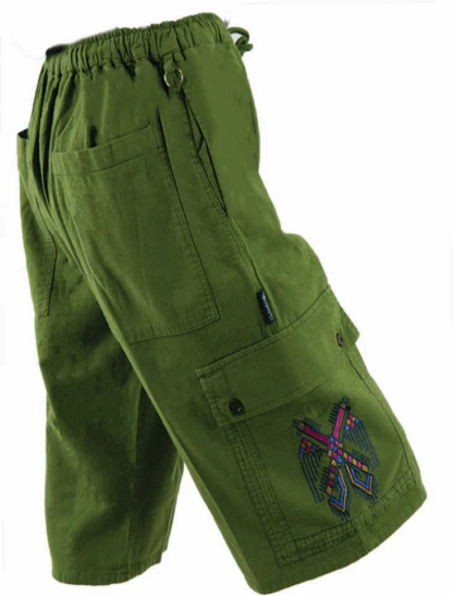 GARMENT DYED CARGO SHORTS WITH MAYAN TWO HEADED EAGLE - Image 2