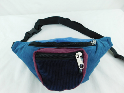 PATCHWORK CORDUROY WAIST PACK WITH THREE POCKETS